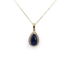 Yellow Gold Sapphire & Diamond Pendant