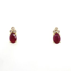 Yellow Gold Ruby & Diamond Stud Earrings