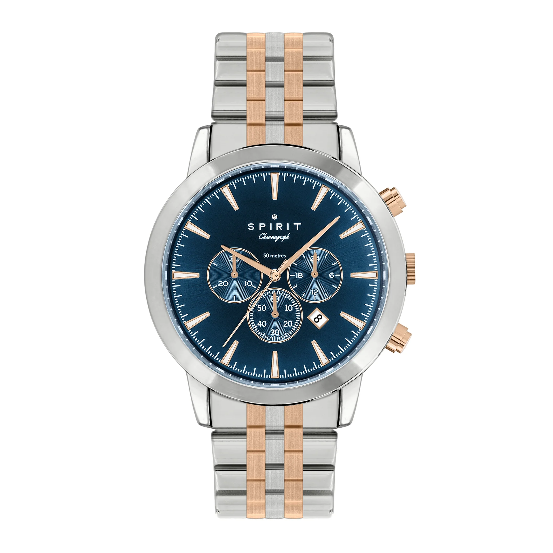 Spirit Gents Silver & Rose Gold Chronograph Bracelet Watch