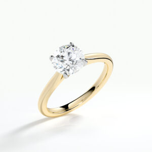 Yellow Gold Round Brilliant Cut Diamond Solitaire Ring