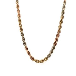 Pre-Owned Yellow, Rose & White Gold Rope Chain