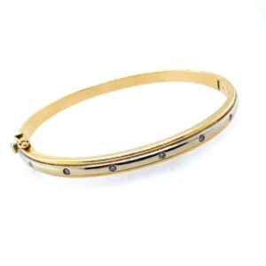 Pre-Owned Yellow & White Gold Diamond Bangle