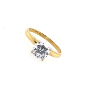 Pre-Owned Yellow Gold CZ Solitaire Ring