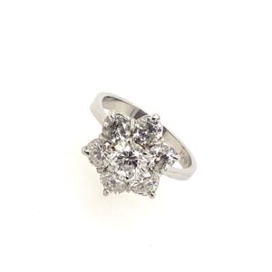 Pre-Owned White Gold Round Brilliant Cut Cluster Ring
