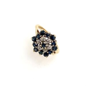 Pre-Owned Yellow Gold Diamond & Sapphire Cluster Ring