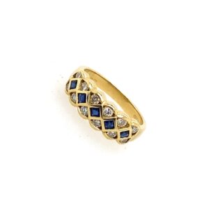 Pre-Owned Yellow Gold Diamond & Sapphire Half Eternity Ring