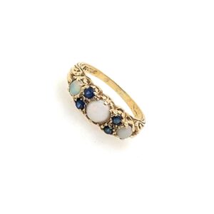 Pre-Owned Yellow Gold Opal & Sapphire Ring