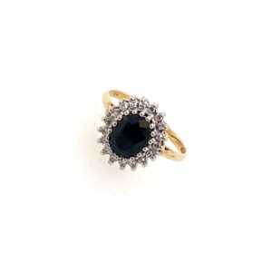 Pre-Owned Yellow Gold Diamond & Sapphire Cluster Ring