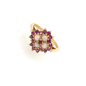 Pre-Owned Yellow Gold Ruby & Opal Ring