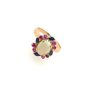 Pre-Owned Yellow Gold Sapphire, Ruby & Opal Ring