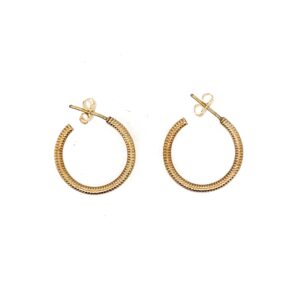 Pre-Owned Yellow Gold Ribbed Half Hoop Earrings