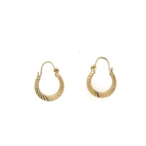 Pre-Owned Yellow Gold Patterned Hoop Earrings