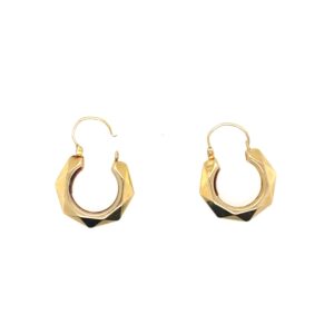 Pre-Owned Yellow Gold Faceted Hoop Earrings