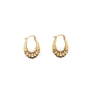 Pre-Owned Yellow Gold Oval Hoop Earrings